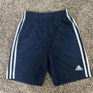 Adidas Blue and White Athletic Shorts Lightweight Elastic Waist